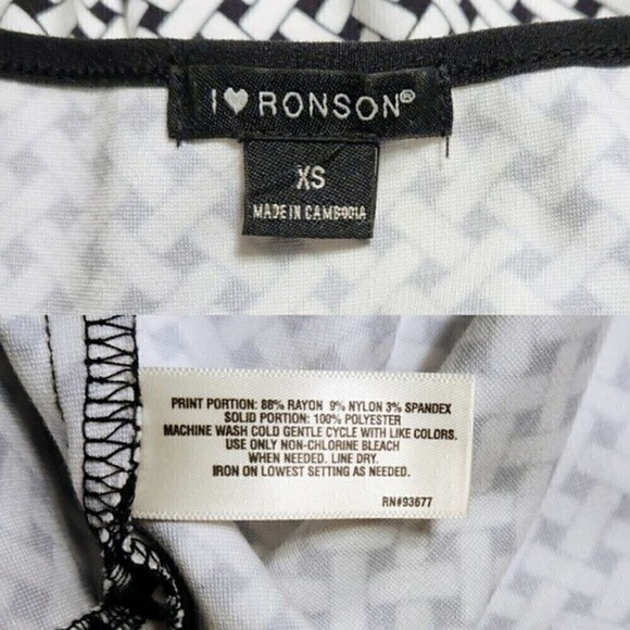 I Love Ronson Black White Printed Knit Midi Dress X Small - Picture 10 of 12